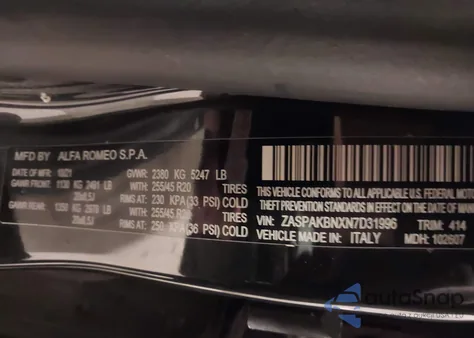 2022 Alfa Romeo Stelvio Ti Awd from USA, damaged, VIN ZASPAKBNXN7D31996